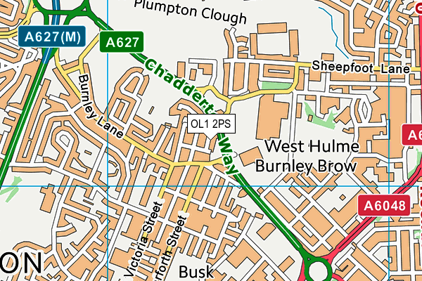 OL1 2PS map - OS VectorMap District (Ordnance Survey)