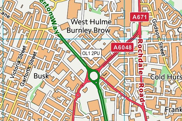 OL1 2PU map - OS VectorMap District (Ordnance Survey)