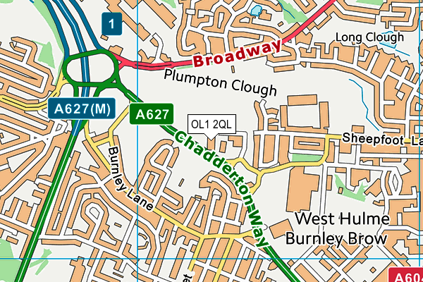 OL1 2QL map - OS VectorMap District (Ordnance Survey)