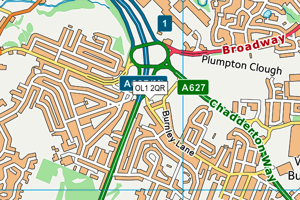 OL1 2QR map - OS VectorMap District (Ordnance Survey)