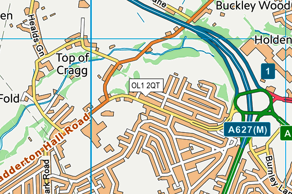 OL1 2QT map - OS VectorMap District (Ordnance Survey)