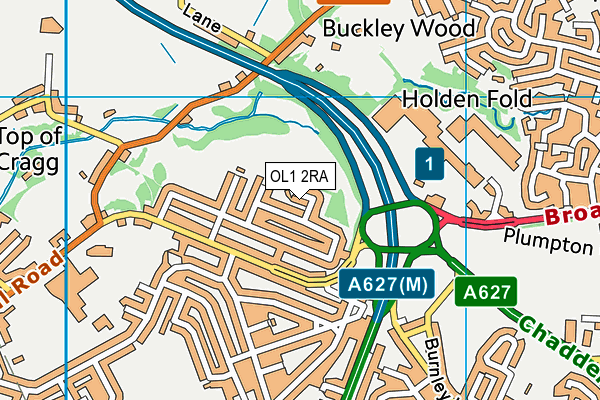 OL1 2RA map - OS VectorMap District (Ordnance Survey)