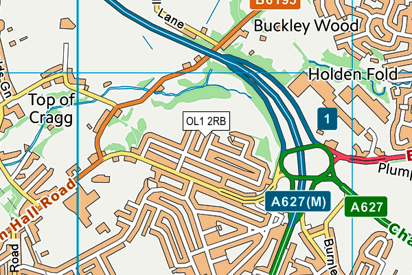 OL1 2RB map - OS VectorMap District (Ordnance Survey)