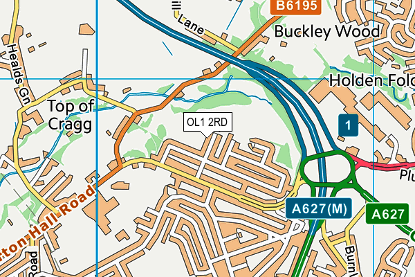 OL1 2RD map - OS VectorMap District (Ordnance Survey)