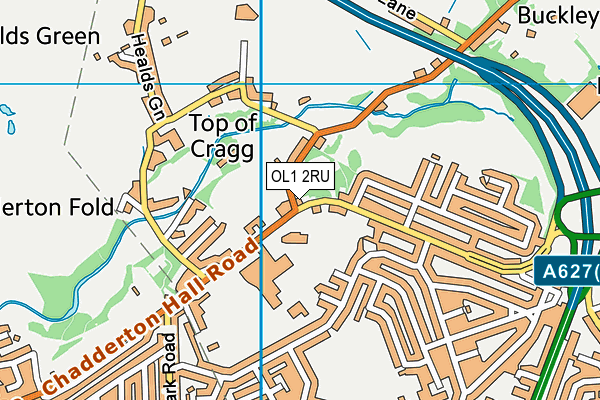 OL1 2RU map - OS VectorMap District (Ordnance Survey)