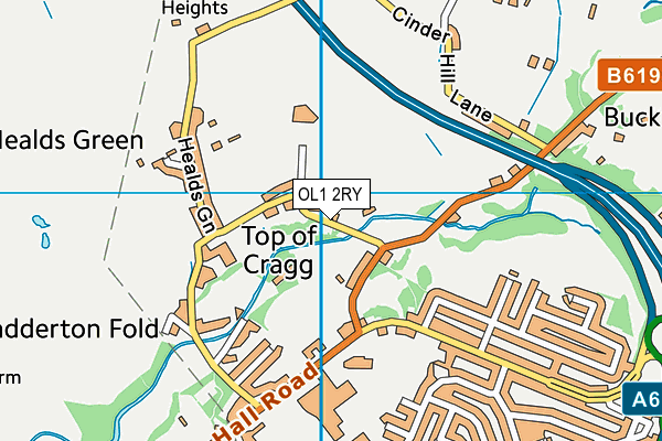 OL1 2RY map - OS VectorMap District (Ordnance Survey)