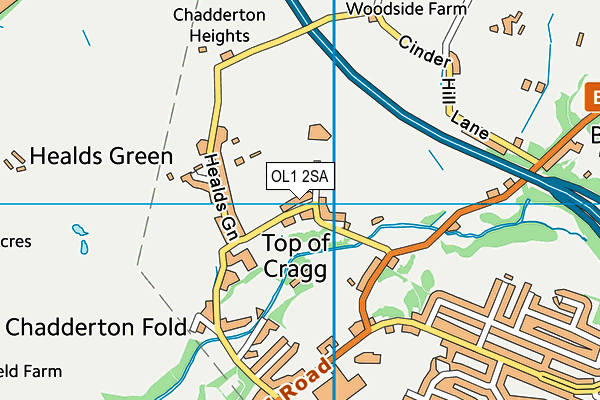 OL1 2SA map - OS VectorMap District (Ordnance Survey)