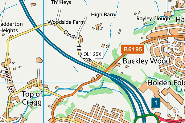 OL1 2SX map - OS VectorMap District (Ordnance Survey)