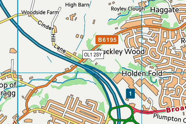 OL1 2SY map - OS VectorMap District (Ordnance Survey)