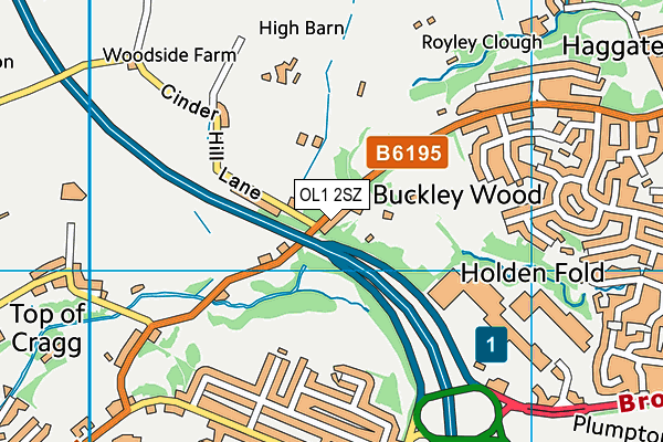 OL1 2SZ map - OS VectorMap District (Ordnance Survey)