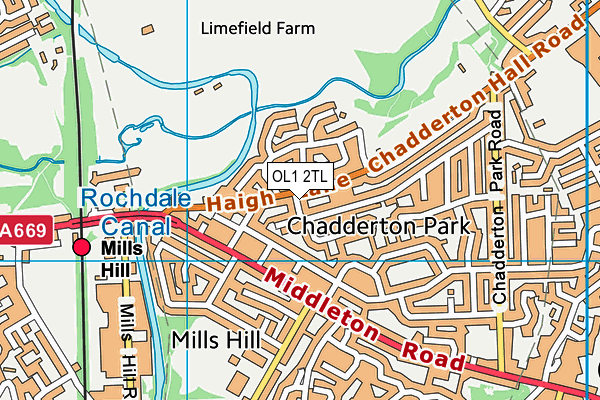 OL1 2TL map - OS VectorMap District (Ordnance Survey)