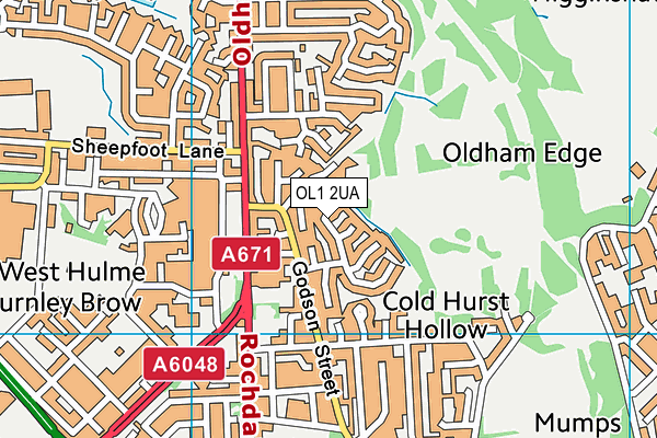 OL1 2UA map - OS VectorMap District (Ordnance Survey)