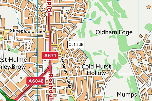 OL1 2UB map - OS VectorMap District (Ordnance Survey)