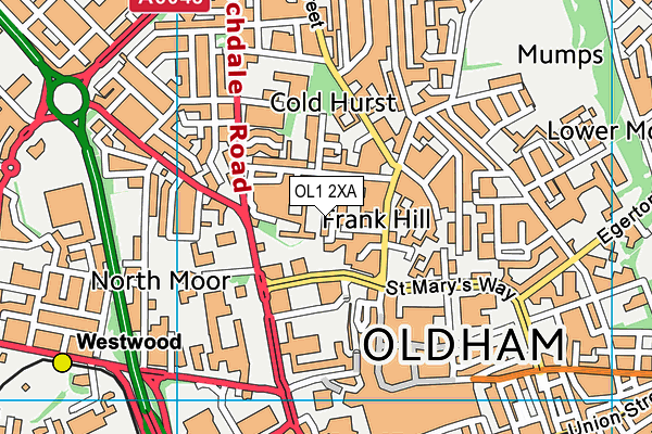 OL1 2XA map - OS VectorMap District (Ordnance Survey)