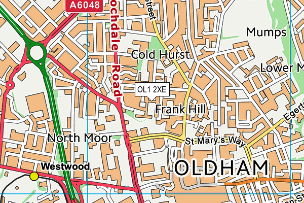 OL1 2XE map - OS VectorMap District (Ordnance Survey)