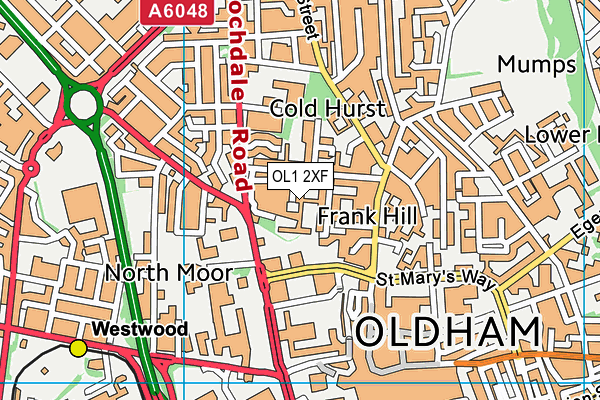 OL1 2XF map - OS VectorMap District (Ordnance Survey)