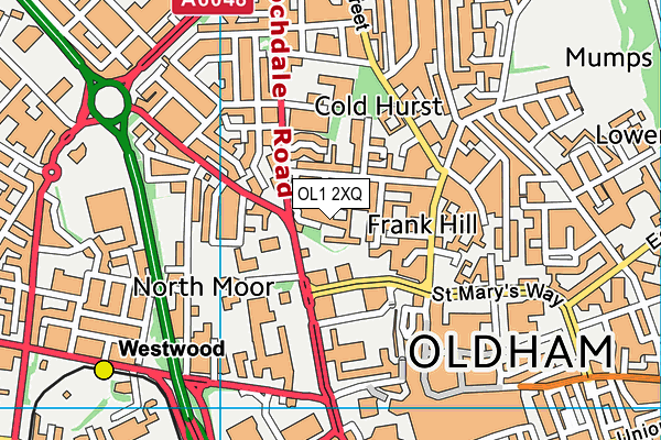 OL1 2XQ map - OS VectorMap District (Ordnance Survey)