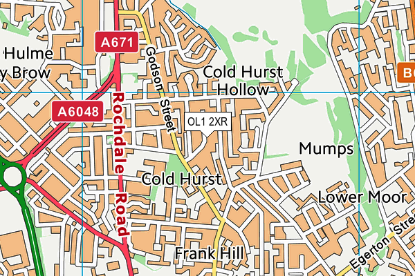 OL1 2XR map - OS VectorMap District (Ordnance Survey)