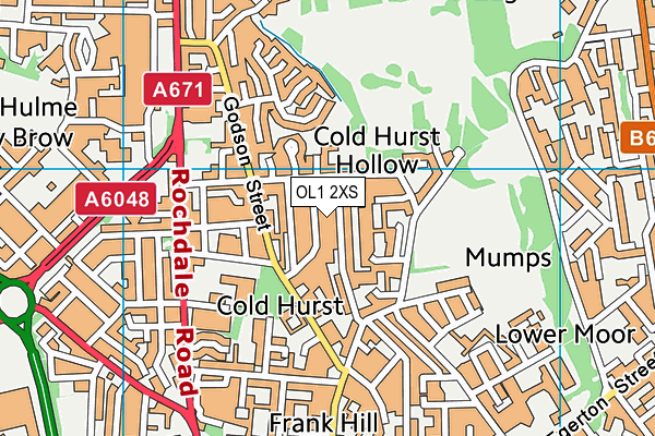 OL1 2XS map - OS VectorMap District (Ordnance Survey)