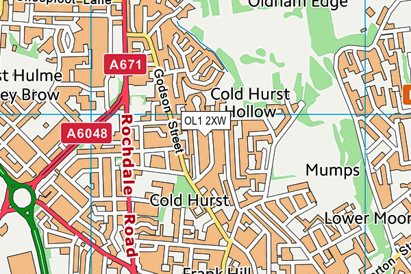 OL1 2XW map - OS VectorMap District (Ordnance Survey)