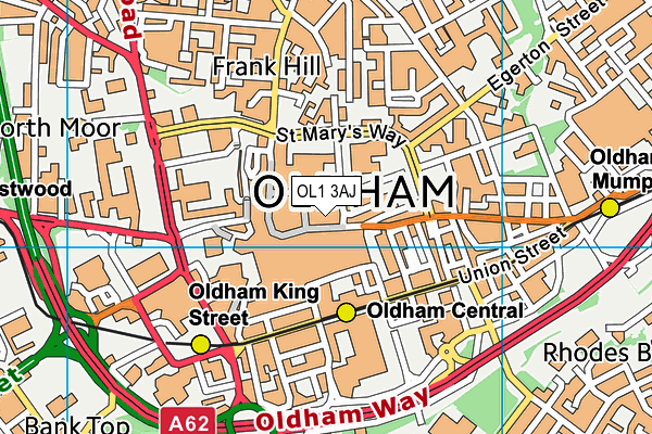 OL1 3AJ map - OS VectorMap District (Ordnance Survey)