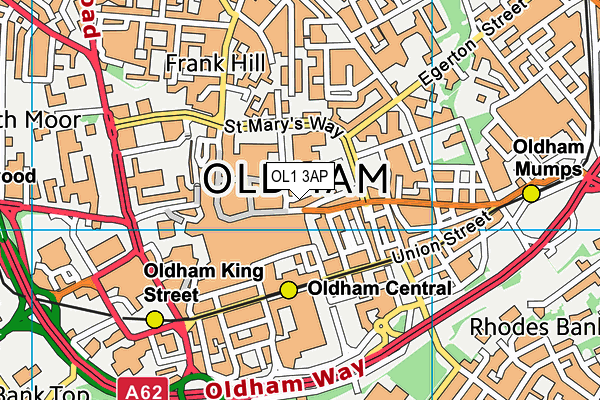 OL1 3AP map - OS VectorMap District (Ordnance Survey)