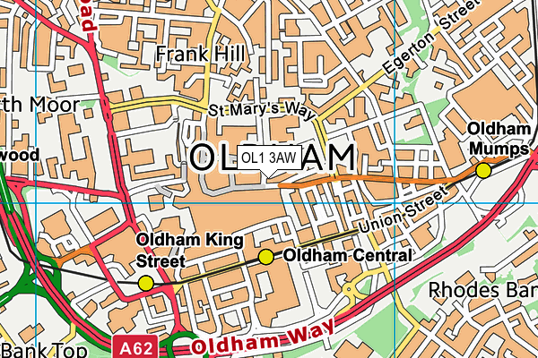 OL1 3AW map - OS VectorMap District (Ordnance Survey)