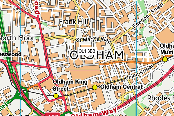 OL1 3BB map - OS VectorMap District (Ordnance Survey)