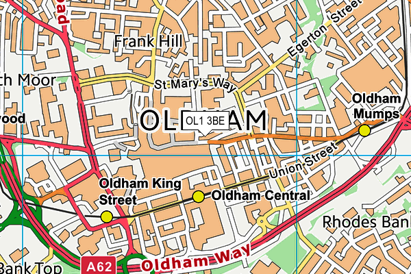 OL1 3BE map - OS VectorMap District (Ordnance Survey)