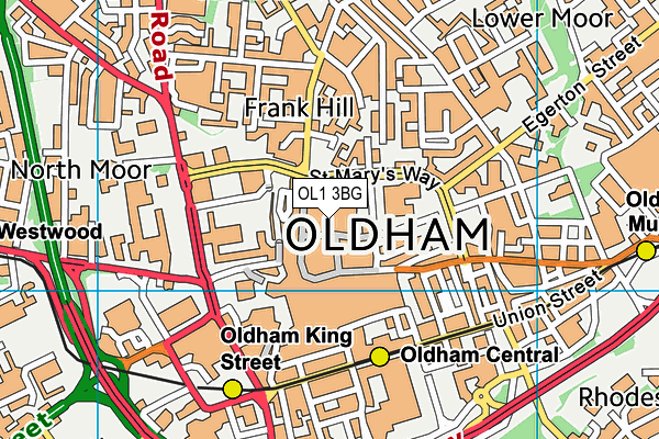 OL1 3BG map - OS VectorMap District (Ordnance Survey)