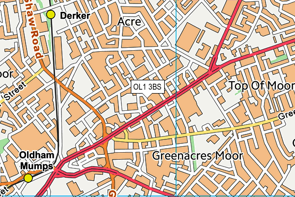 OL1 3BS map - OS VectorMap District (Ordnance Survey)