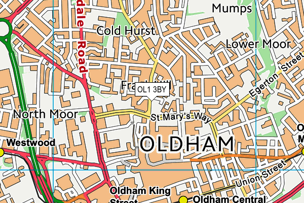 OL1 3BY map - OS VectorMap District (Ordnance Survey)