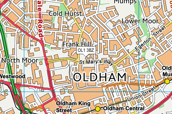 OL1 3BZ map - OS VectorMap District (Ordnance Survey)