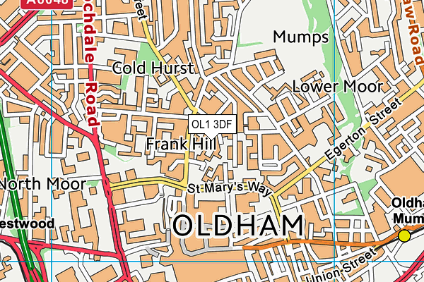 OL1 3DF map - OS VectorMap District (Ordnance Survey)