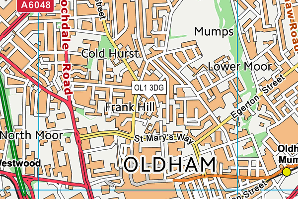 OL1 3DG map - OS VectorMap District (Ordnance Survey)