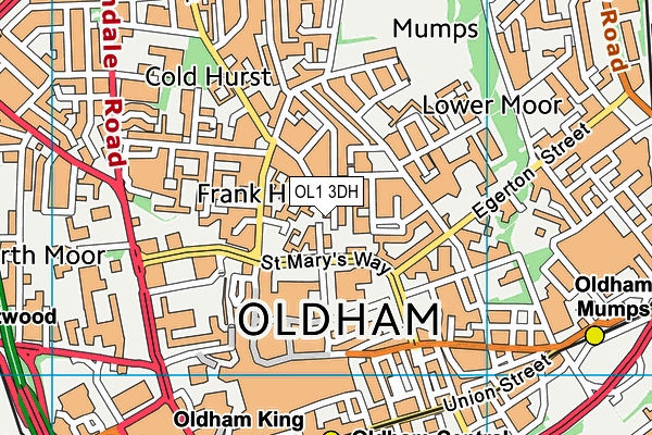 OL1 3DH map - OS VectorMap District (Ordnance Survey)