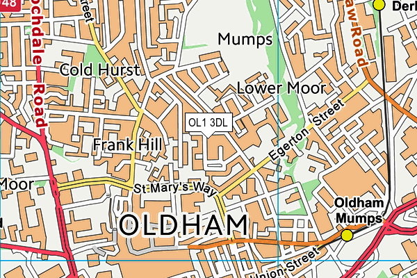 OL1 3DL map - OS VectorMap District (Ordnance Survey)