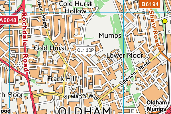 OL1 3DP map - OS VectorMap District (Ordnance Survey)