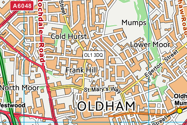 OL1 3DQ map - OS VectorMap District (Ordnance Survey)