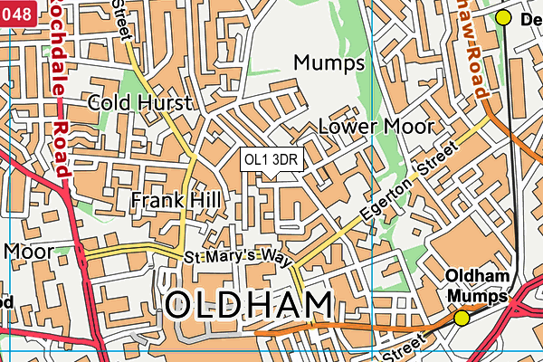 OL1 3DR map - OS VectorMap District (Ordnance Survey)
