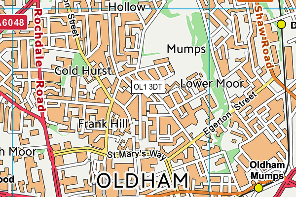 OL1 3DT map - OS VectorMap District (Ordnance Survey)