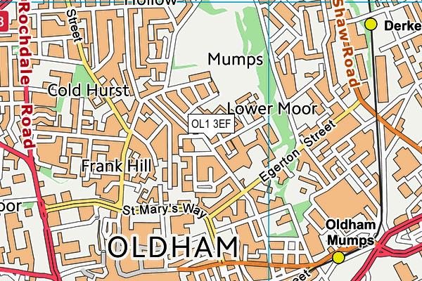 OL1 3EF map - OS VectorMap District (Ordnance Survey)