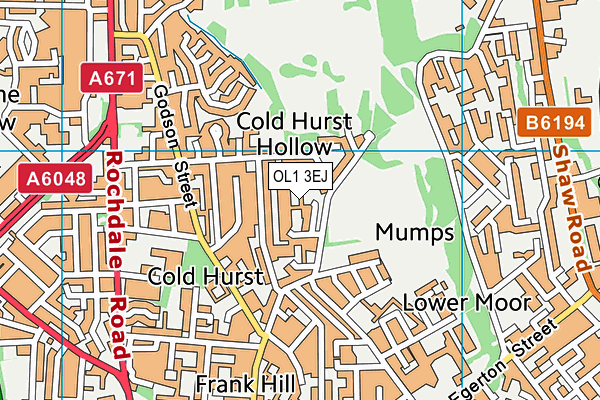 OL1 3EJ map - OS VectorMap District (Ordnance Survey)