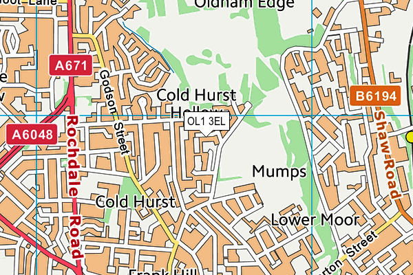 OL1 3EL map - OS VectorMap District (Ordnance Survey)