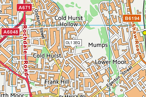 OL1 3EQ map - OS VectorMap District (Ordnance Survey)