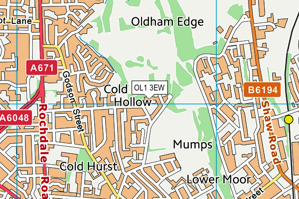 OL1 3EW map - OS VectorMap District (Ordnance Survey)