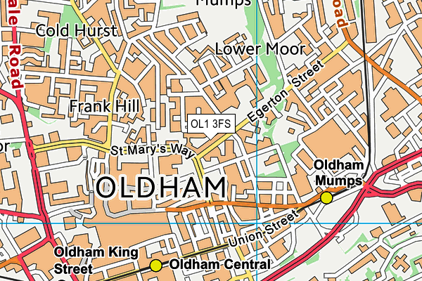 OL1 3FS map - OS VectorMap District (Ordnance Survey)