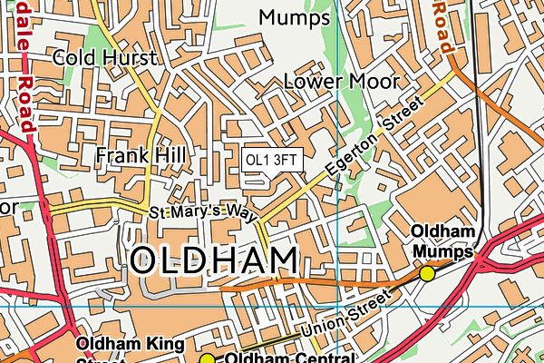 OL1 3FT map - OS VectorMap District (Ordnance Survey)