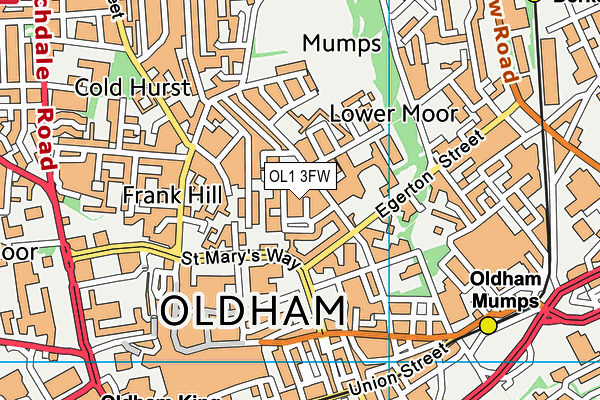 OL1 3FW map - OS VectorMap District (Ordnance Survey)