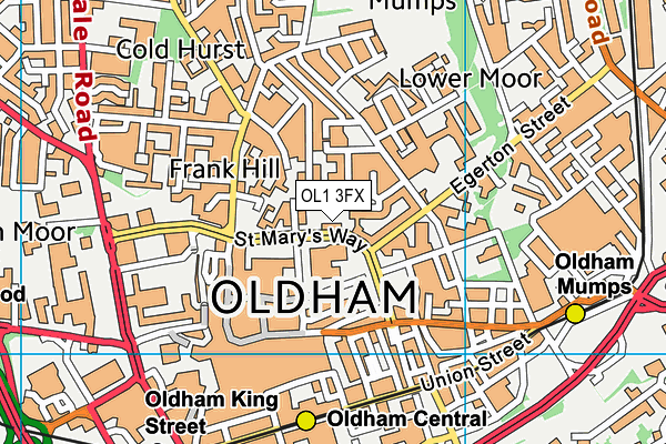 OL1 3FX map - OS VectorMap District (Ordnance Survey)